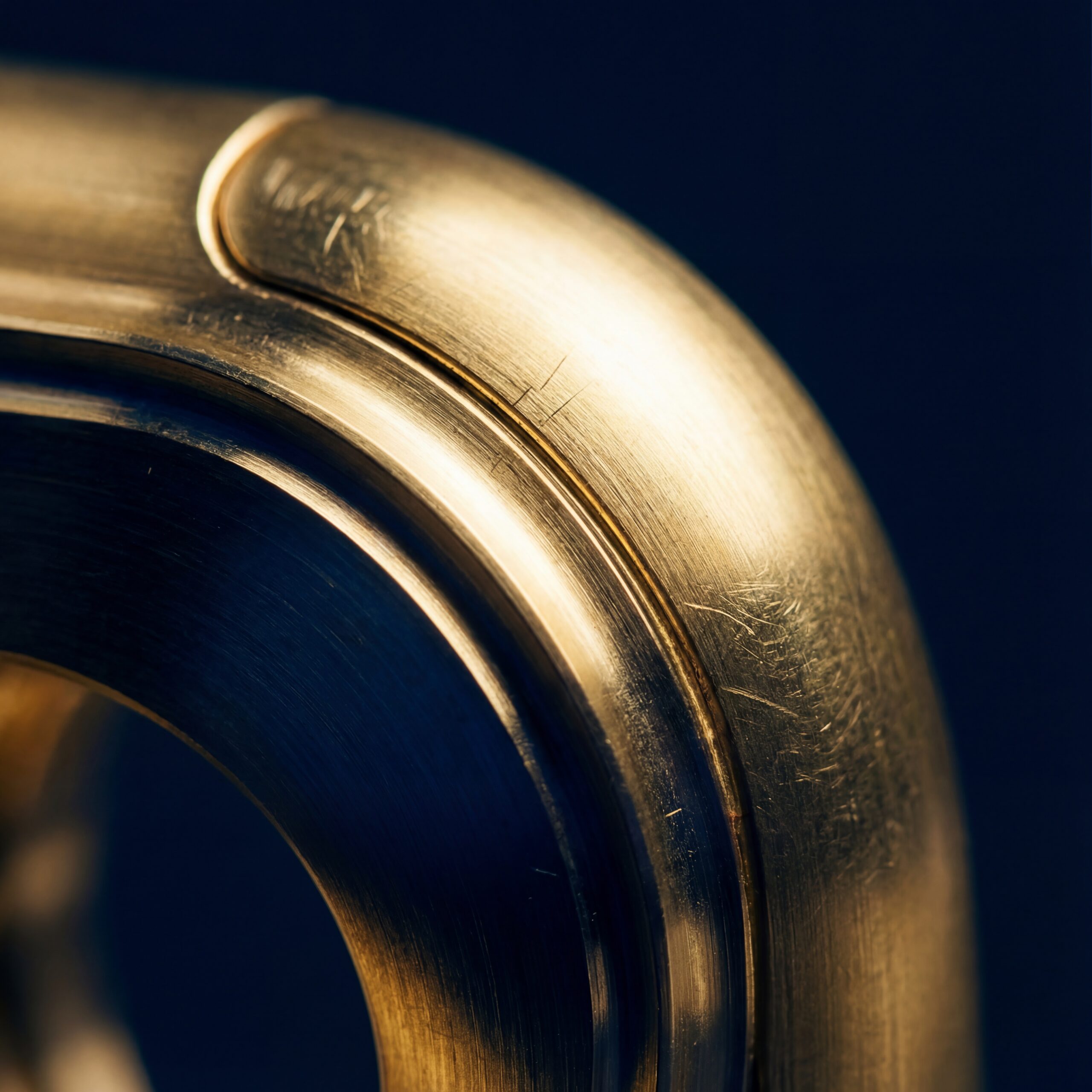 Macro close-up of gold metal curve