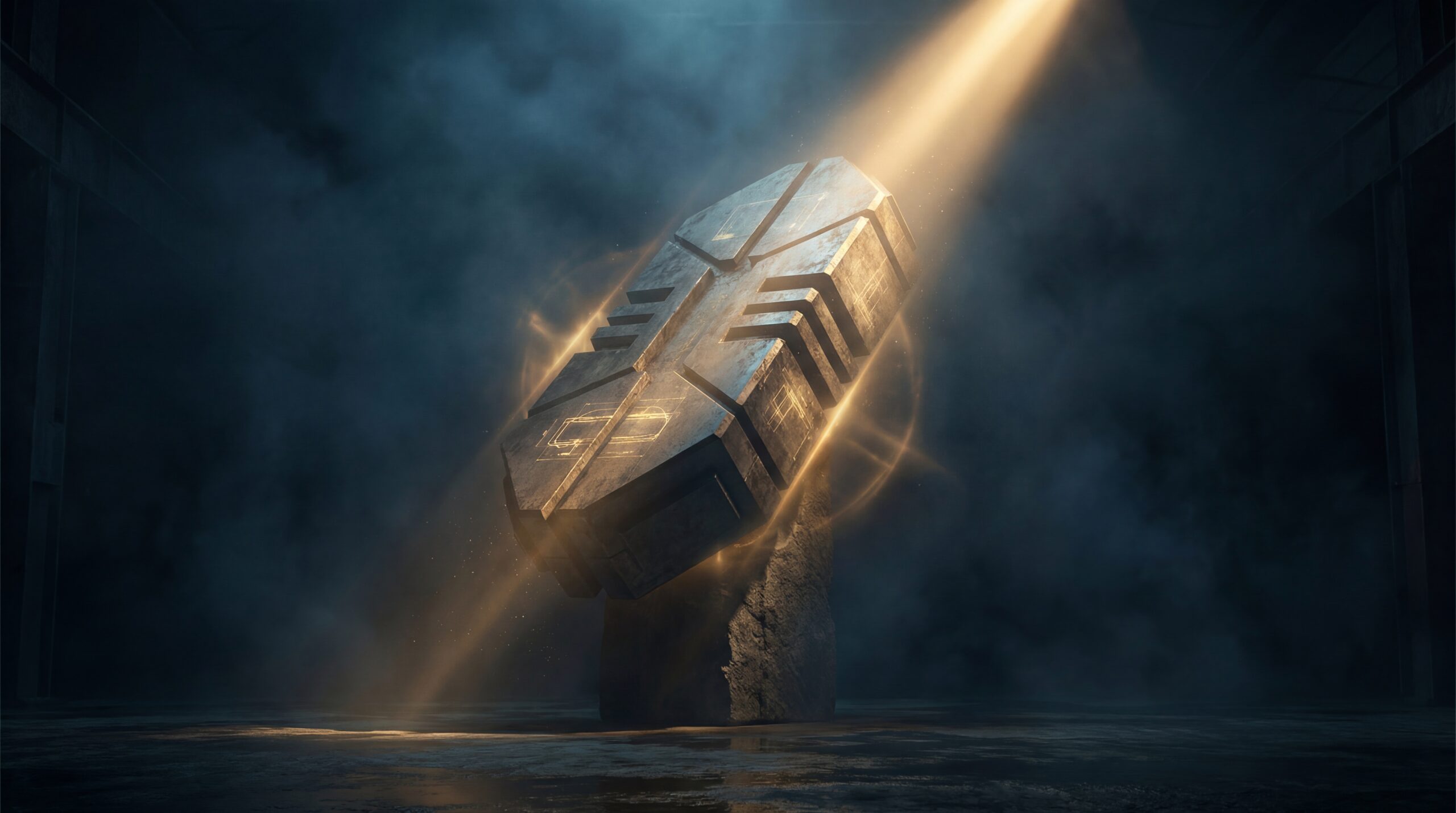 Monolithic block in a focused spotlight